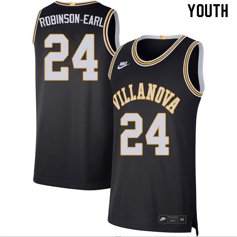 Youth #24 Jeremiah Robinson-Earl Villanova Wildcats College Basketball Jerseys Sale-Black